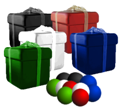 Разноцветные шарики и коробочки
