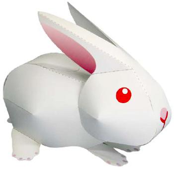 Белый кролик из бумаги - символ 2011 года