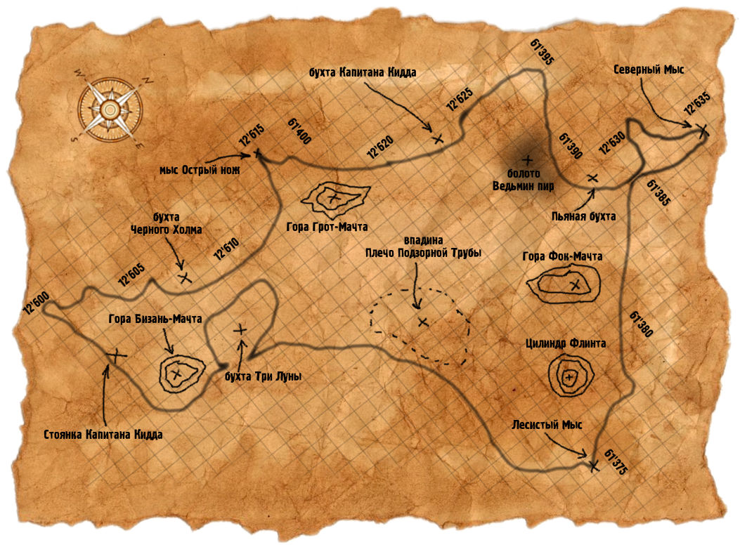 Как найти сокровище по карте. Остров сокровищ карта капитана Флинта. Карта острова сокровищ. Карта клада остров сокровищ. Пиратская карта.